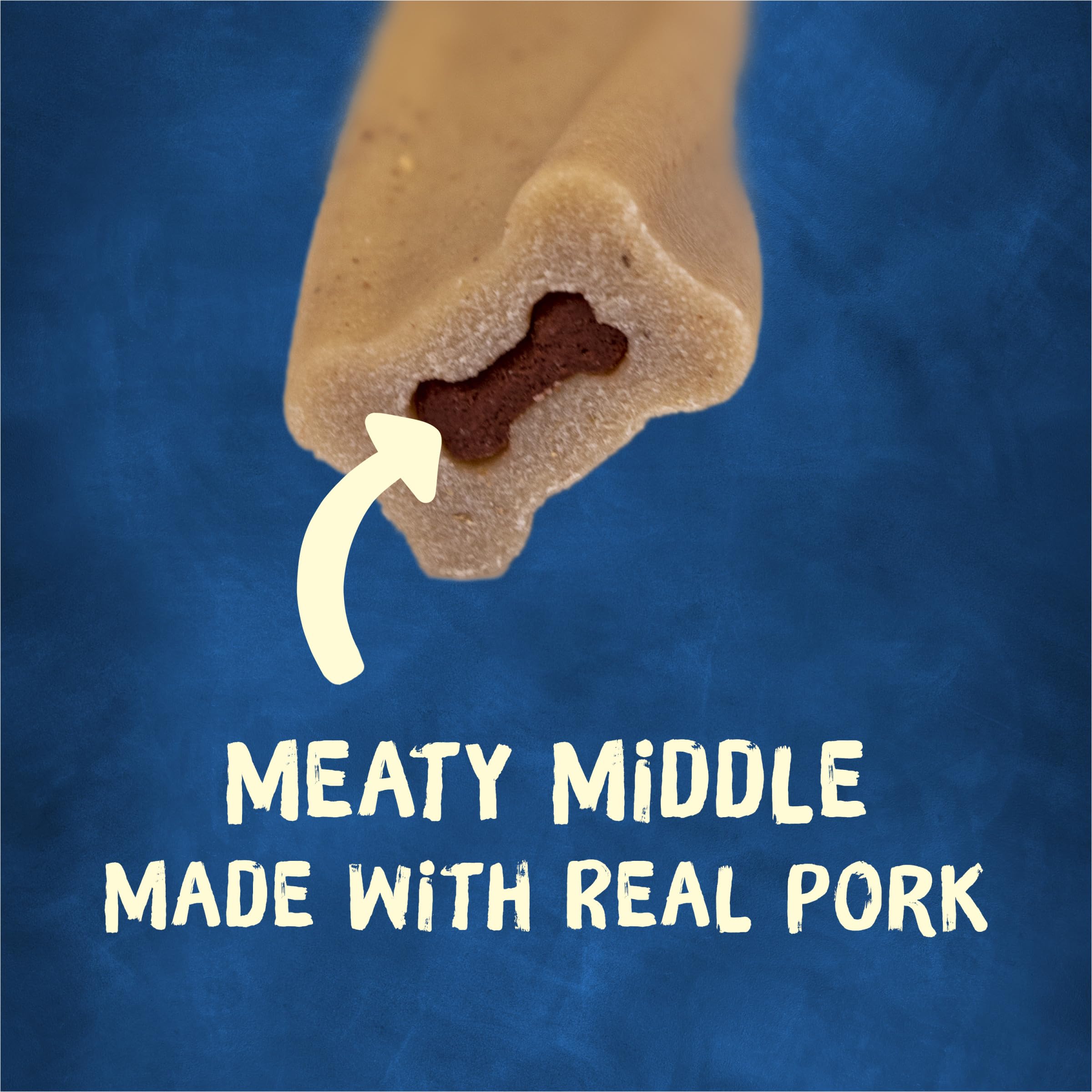 Purina Busy Bone Original 10ct center meat detail reveals real pork core