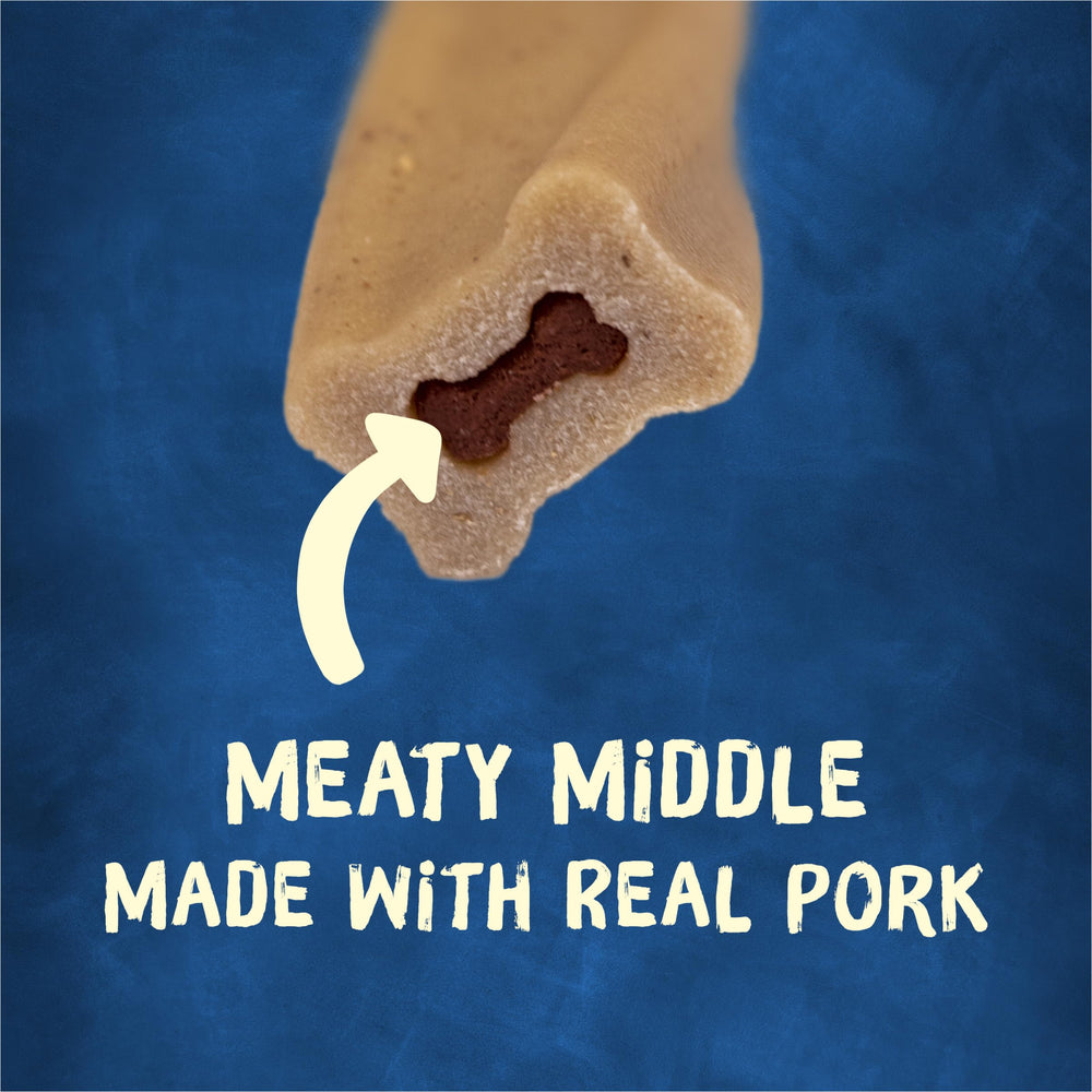 Purina Busy Bone Original 10ct center meat detail reveals real pork core