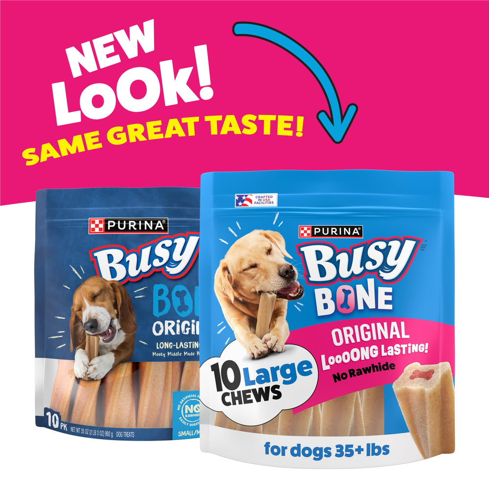 Purina Busy Bone Original 10ct pouch pack shot highlights value