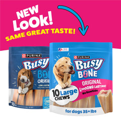 Purina Busy Bone Original 10ct pouch pack shot highlights value