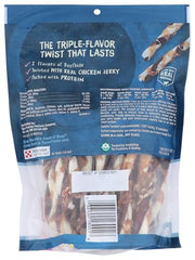 Purina Busy Jerky Twists ingredients close-up with beefhide and chicken