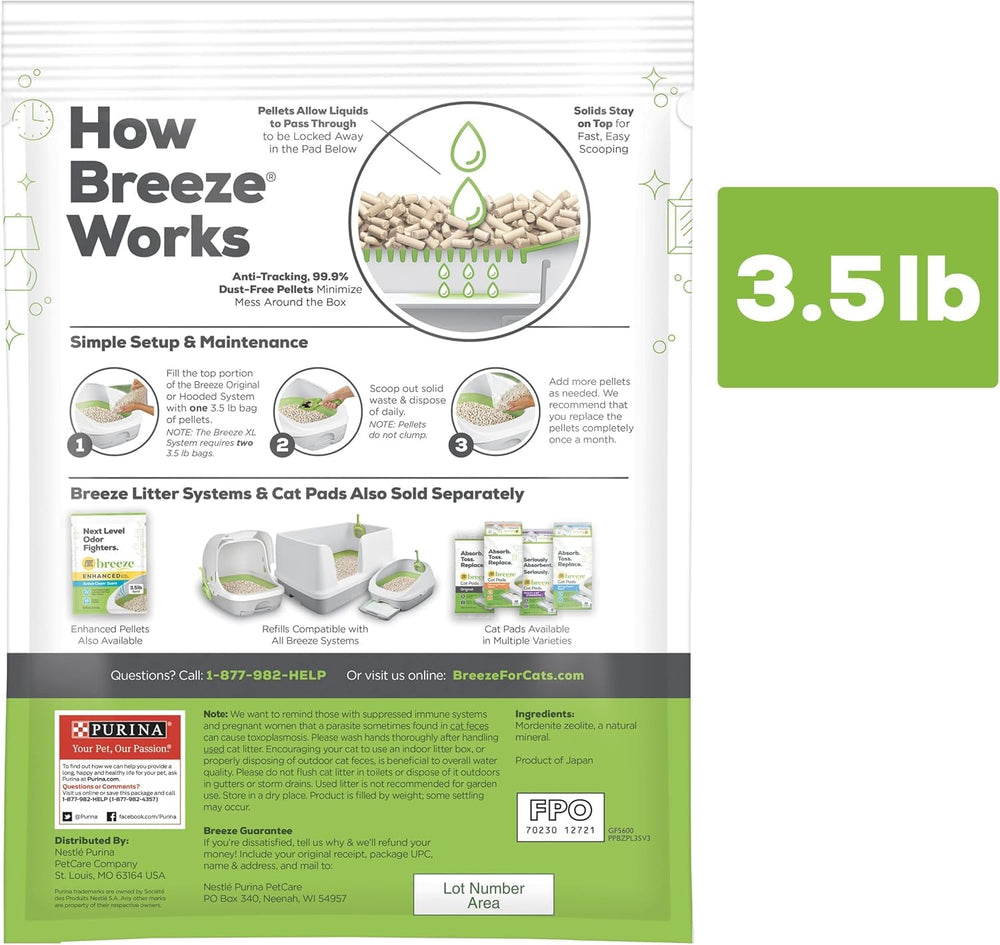 Purina Litter Breeze Pellets shown with Breeze system for urine separation