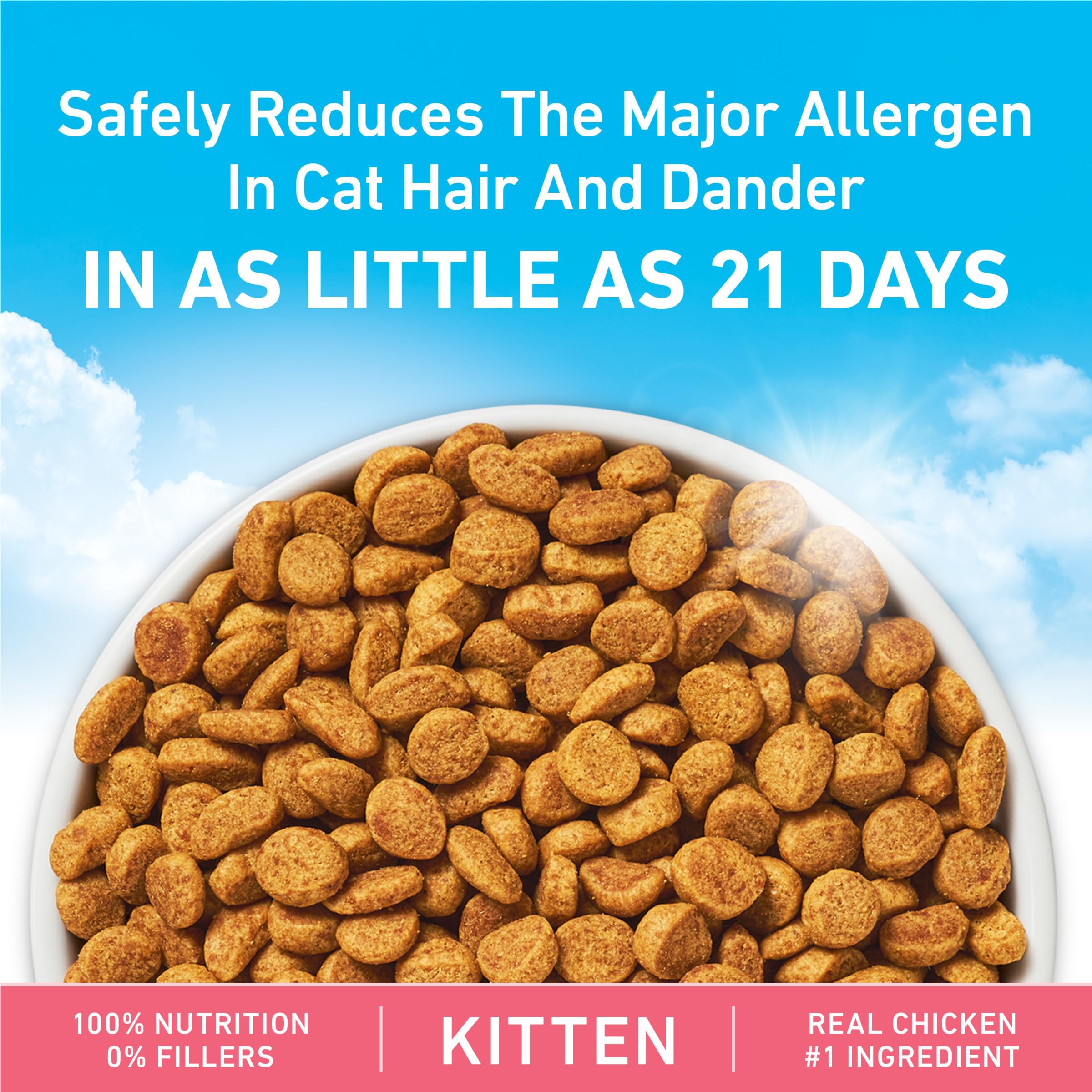 Purina ONE LiveClear allergen-reduction-graphic shows potential 47 percent reduction