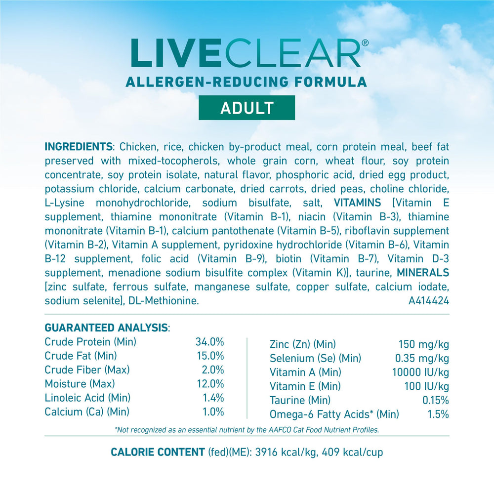 Purina ONE LiveClear serving bowl ready for a nutritious cat meal.