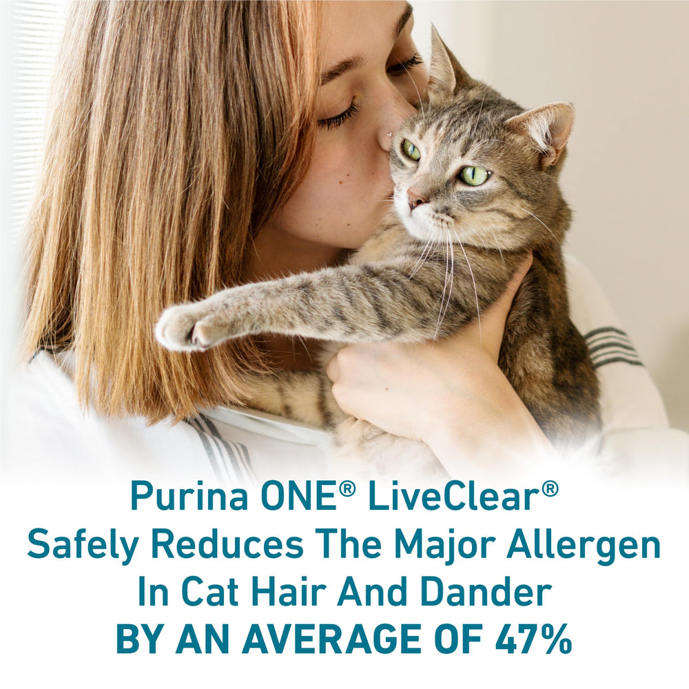 Purina ONE LiveClear real chicken is the first ingredient cats love.