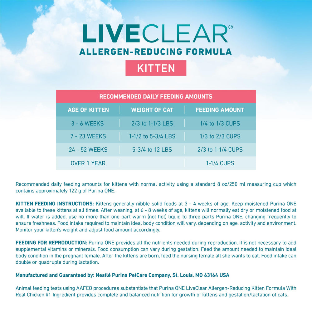 Purina ONE LiveClear zero-fillers concept image reinforces clean ingredients