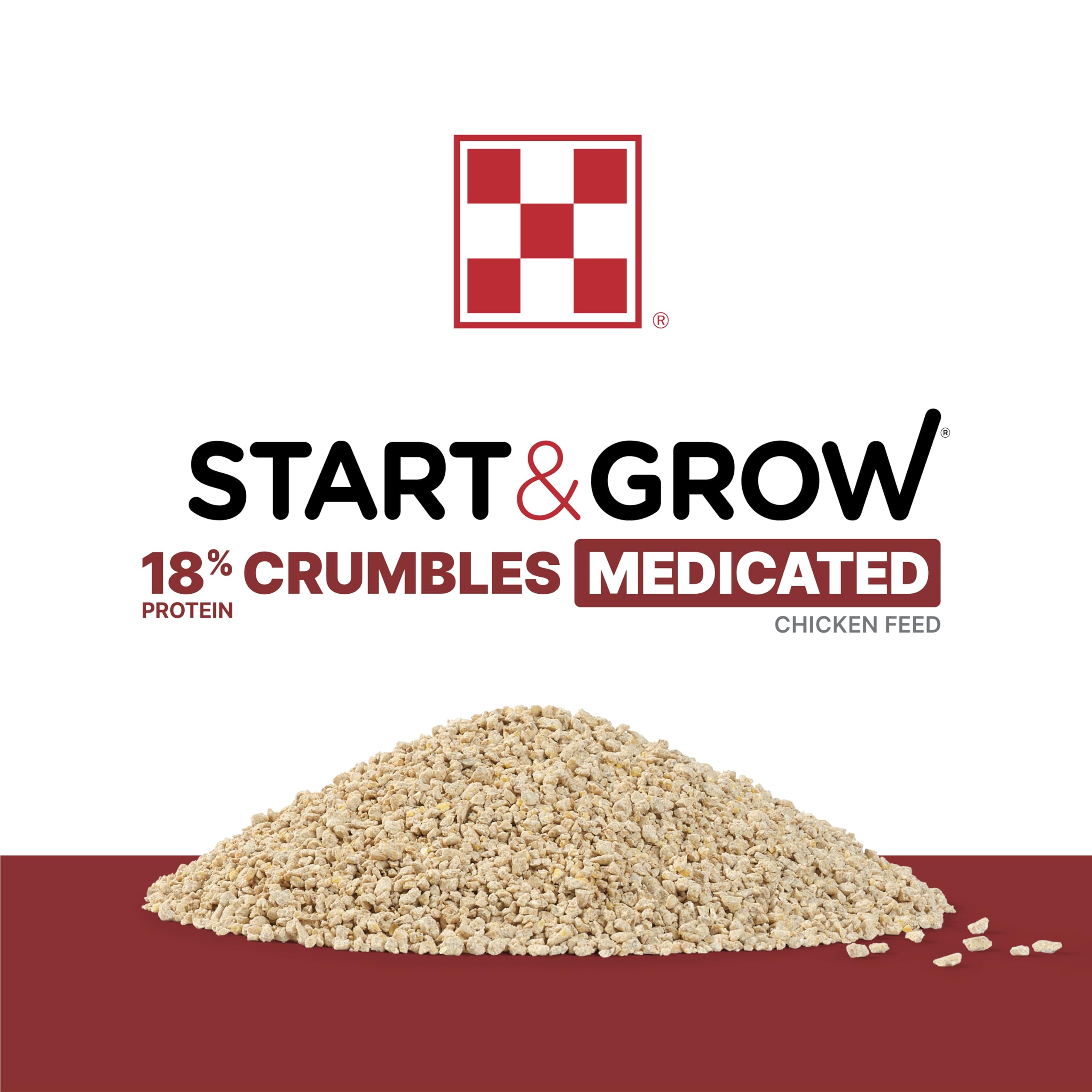 Purina Start & Grow chicks feeding scene showing chick nutrition