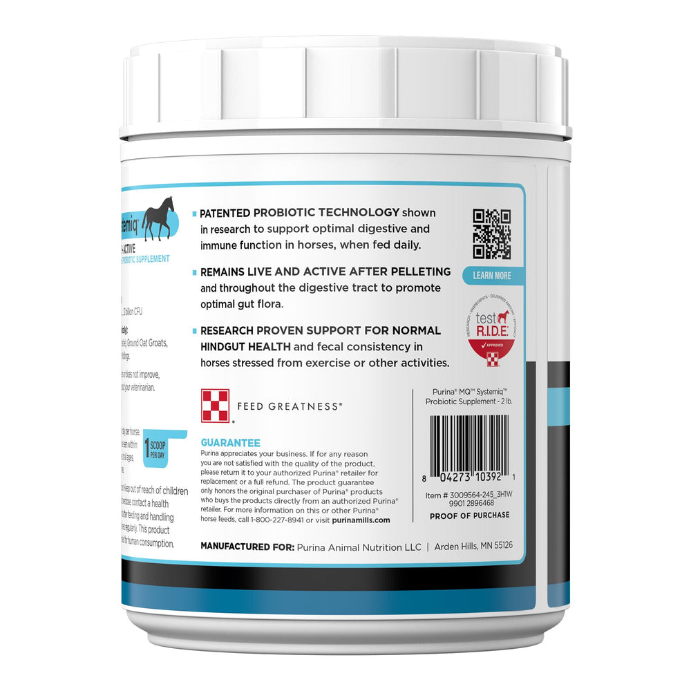 Purina Systemiq probiotic horse during outdoor ride shows activity support.