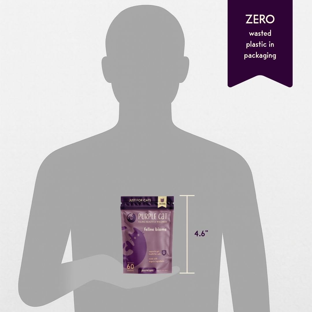 Purple Cat Feline Biome immune-support badge highlighting microbiome-backed resilience.