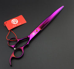 Purple Dragon 8-inch grooming scissors side view shows balanced design