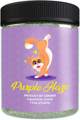 Purple Haze catnip 1cup packaging—easy to portion and store for playtime.