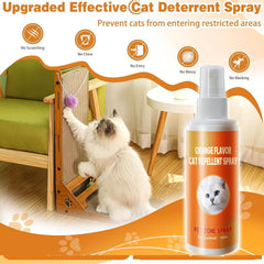 PurrBark deterrent spray applying indoors to guide cat behavior