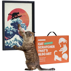 PURRDEE Cat Wave wall art sisal scratchpad 14x20 for stylish vertical scratching.