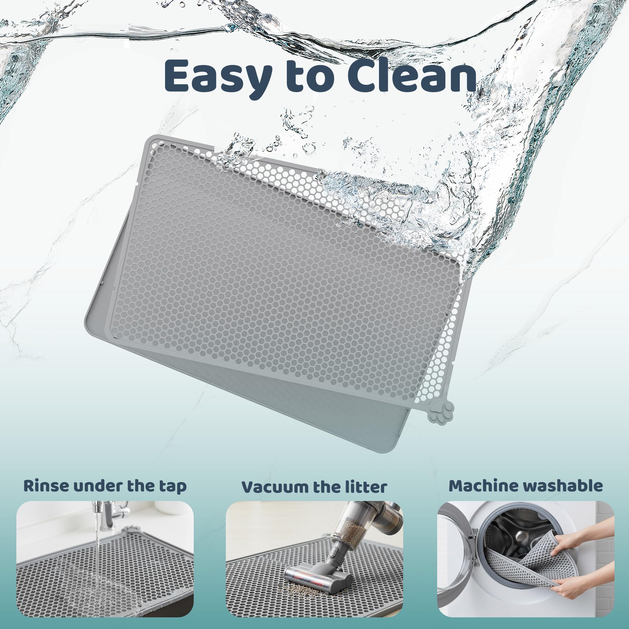 Purrersia silicone cat litter mat durable and washable for easy maintenance.