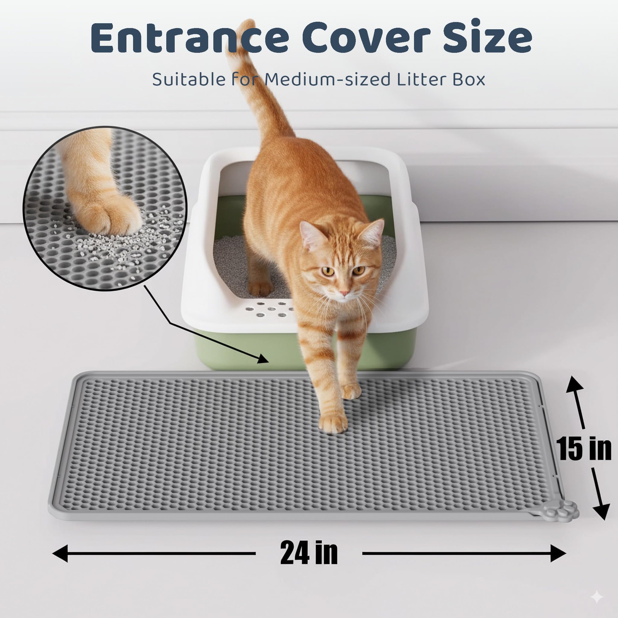Purrersia silicone cat litter mat used as entryway rug keeps paws clean.