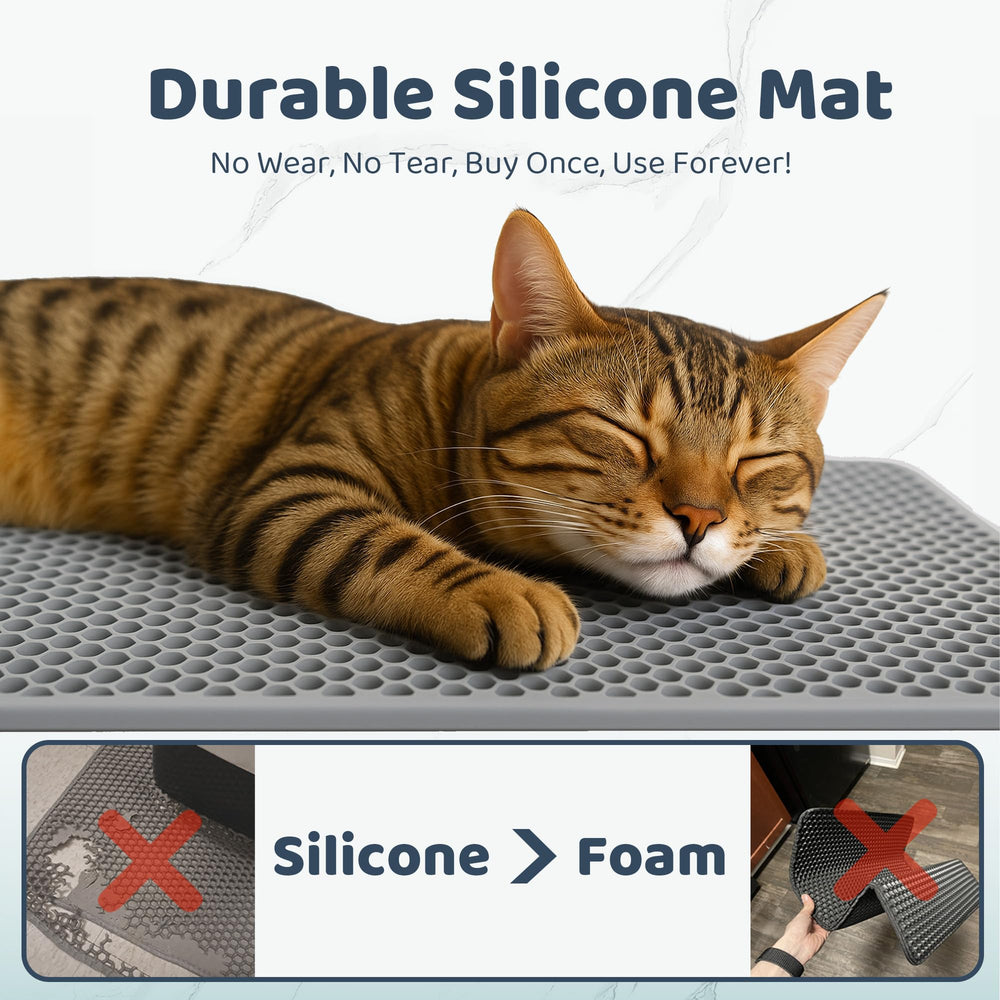 Purrersia silicone cat litter mat in kitchen setting doubles as drying surface.