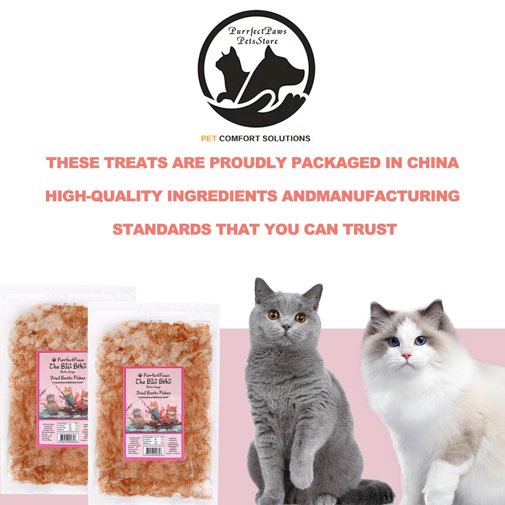 Purrfect Paws bonito flakes coat health with a shiny look.