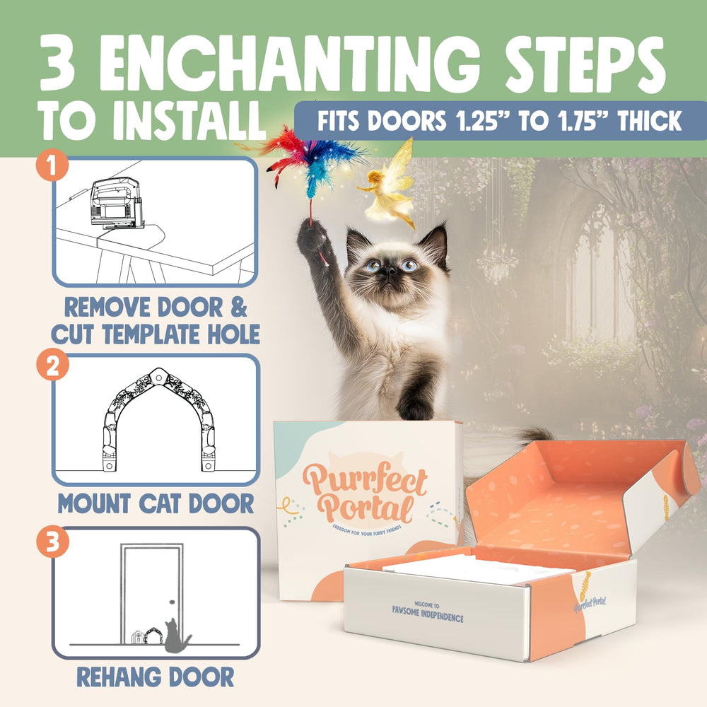 Purrfect Portal Fairy Door door-hole-open demonstrates easy access for large cats