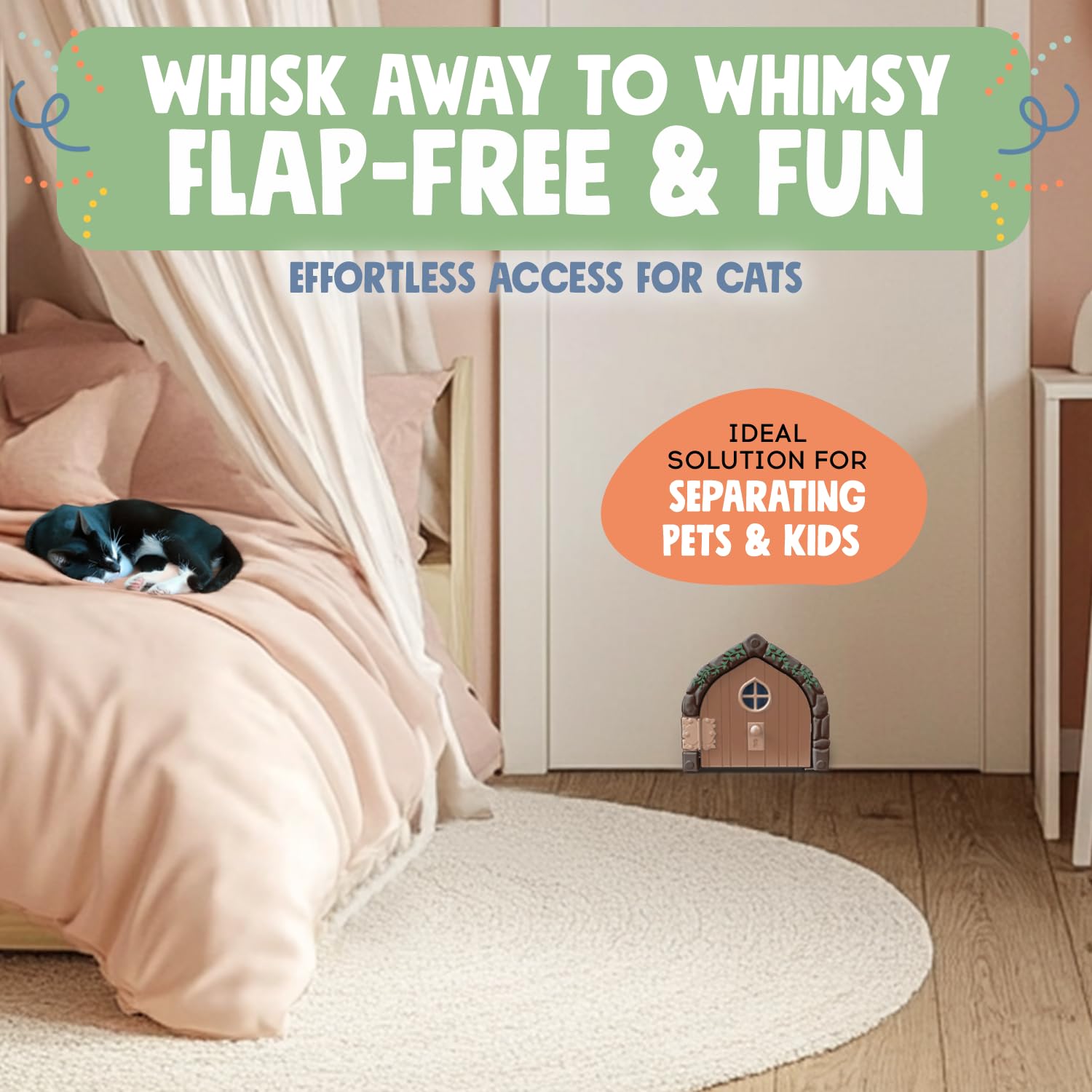 Purrfect Portal Fairy Door durable-material closeup emphasizes long-lasting interior pet door
