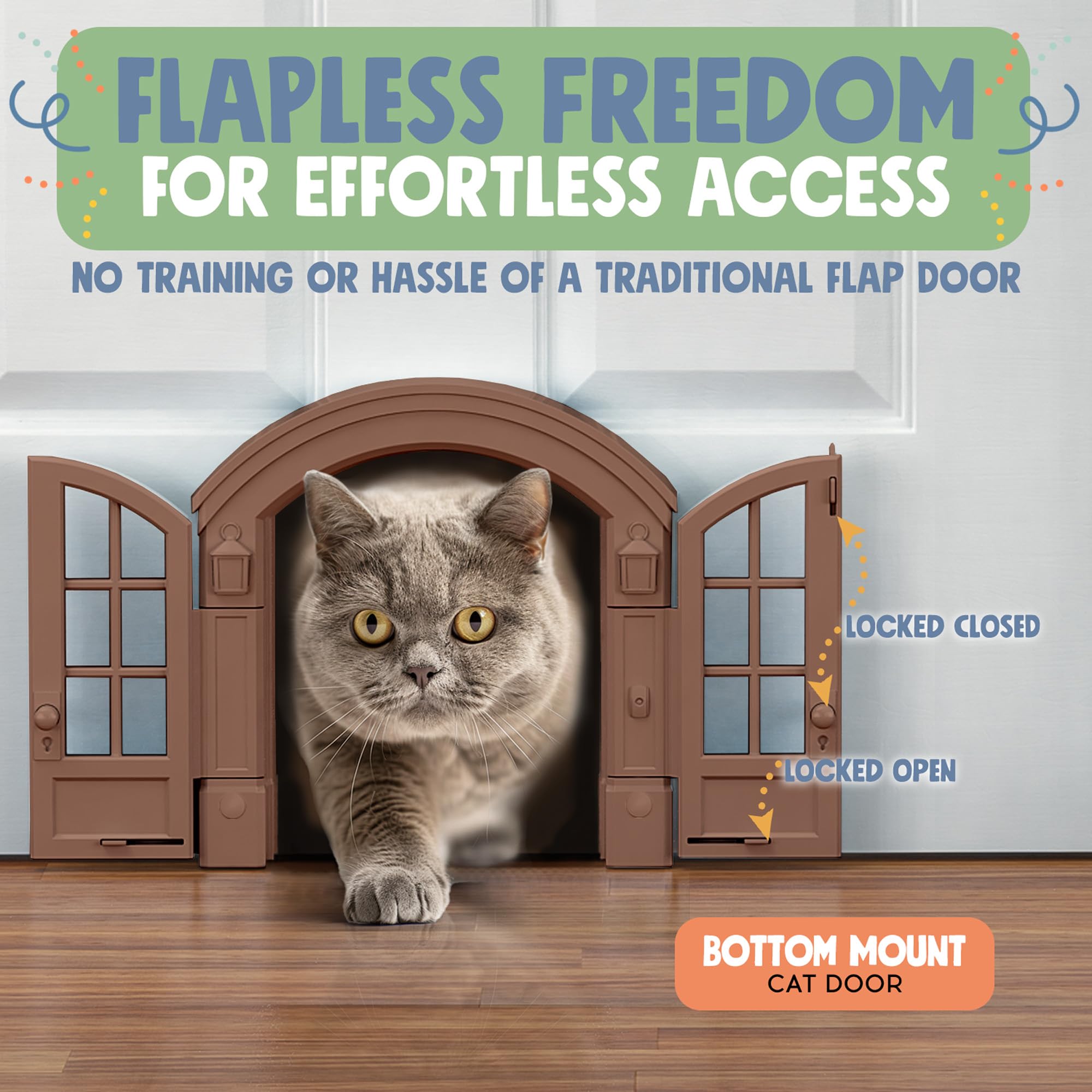 Purrfect Portal French Cat Door cat using the door without training