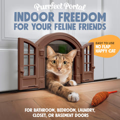 Purrfect Portal French Cat Door close-up highlights the 7.13 by 8.32 inch opening