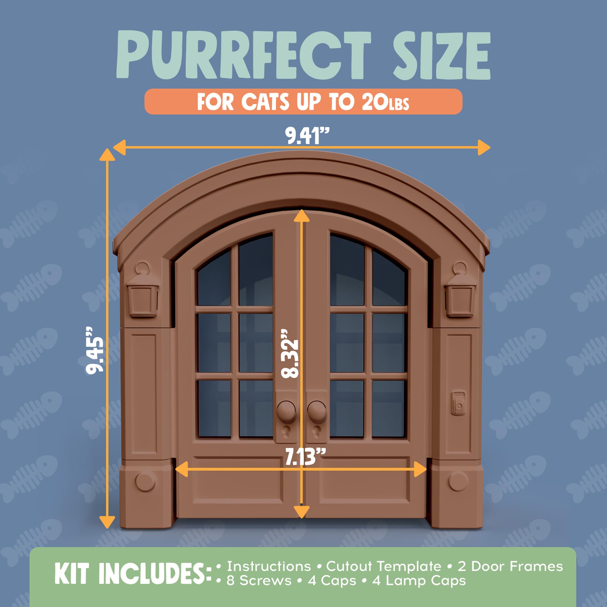 Purrfect Portal French Cat Door compatible with solid or hollow-core doors