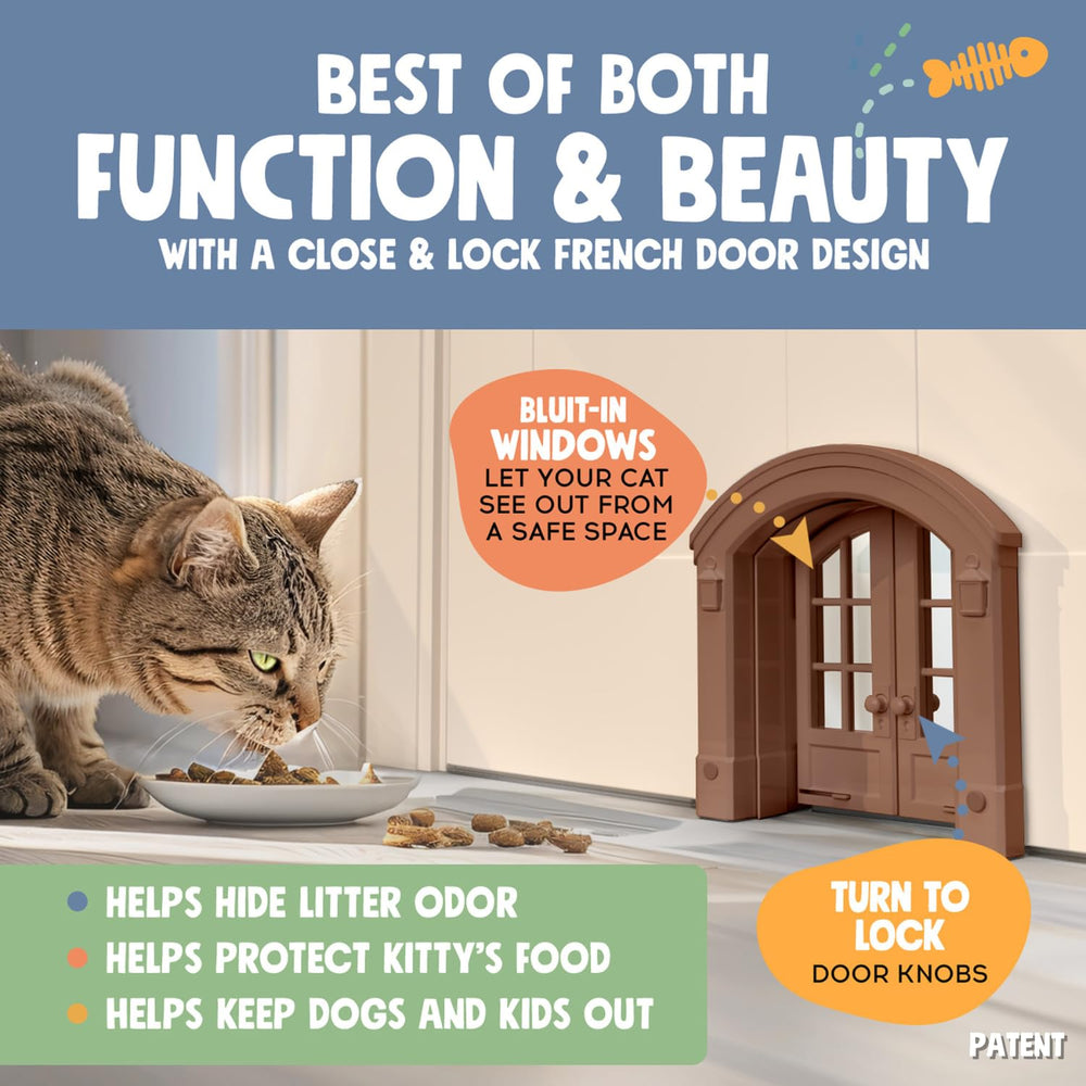 Purrfect Portal French Cat Door installation kit shows DIY-friendly setup
