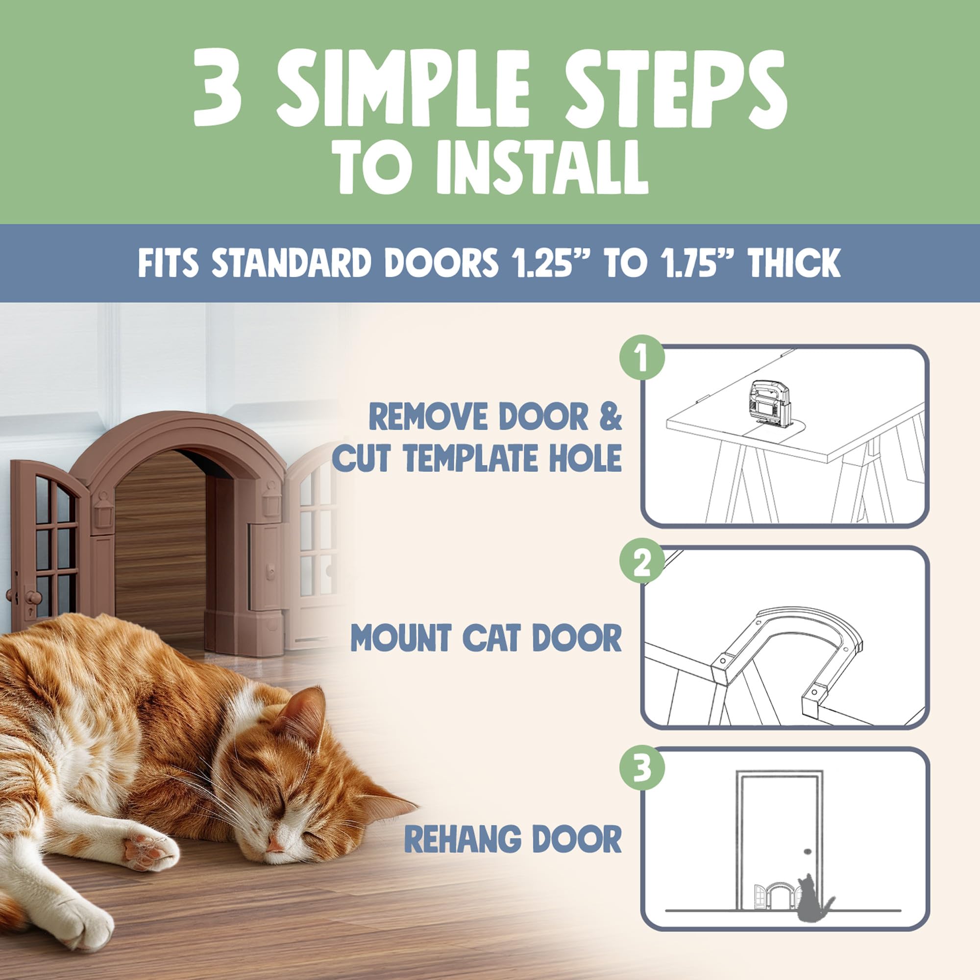 Purrfect Portal French Cat Door white finish adds stylish interior aesthetic