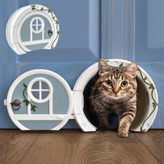 Purrfect Portal Gnome Door cat door front view showing whimsical design for private indoor access.