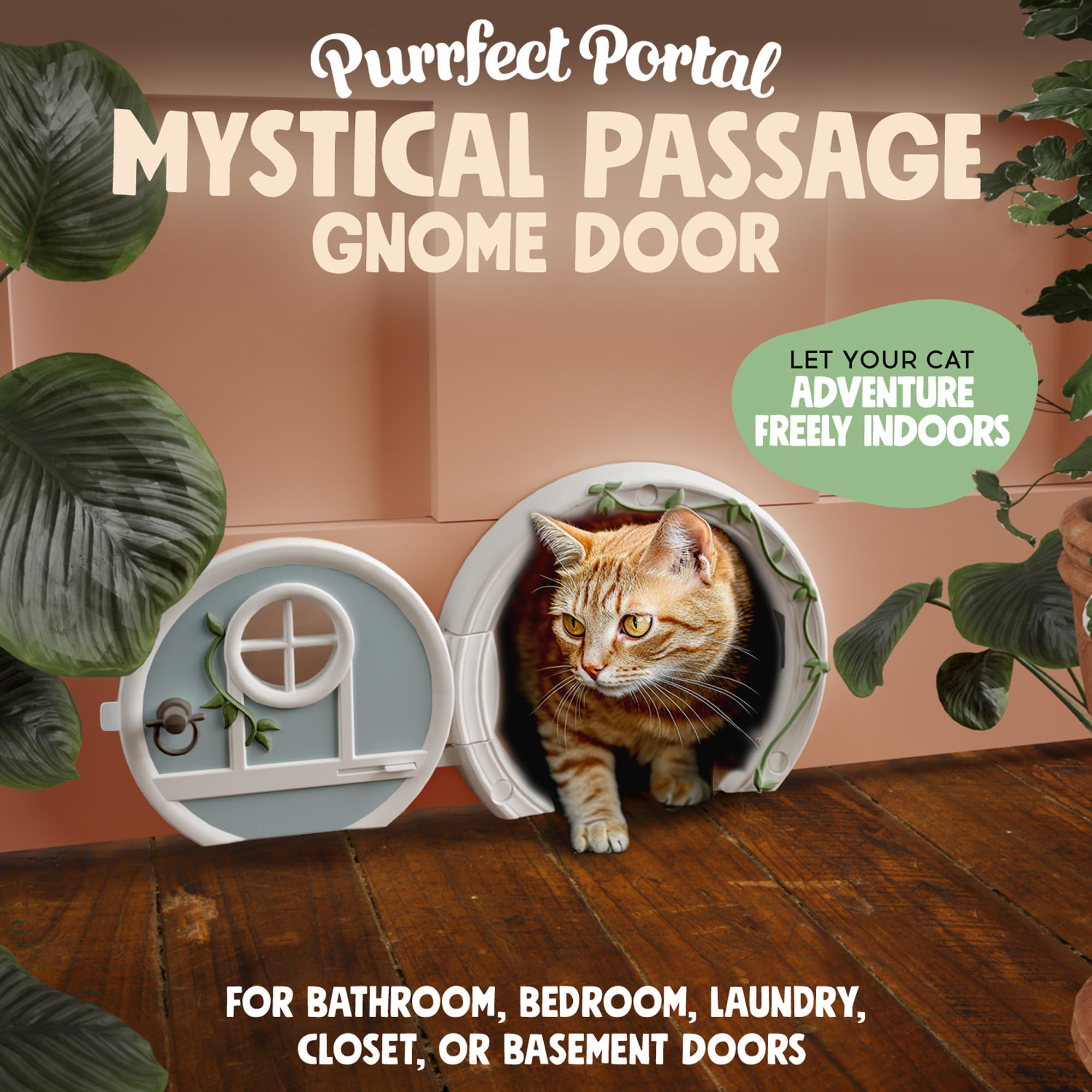 Purrfect Portal Gnome Door cat door lockable feature highlights controlled cat access.