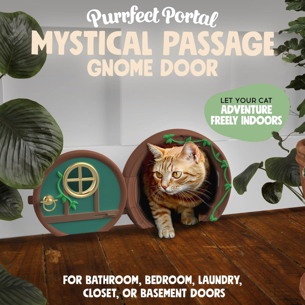 Purrfect Portal Gnome Door Cat Door side profile shows easy DIY installation.