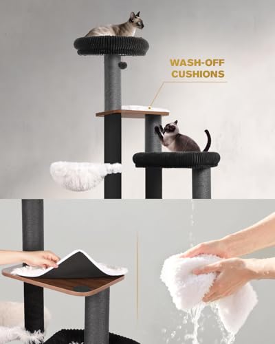 Purrlato 63in cat tree top perch gives extra-large lounge space.
