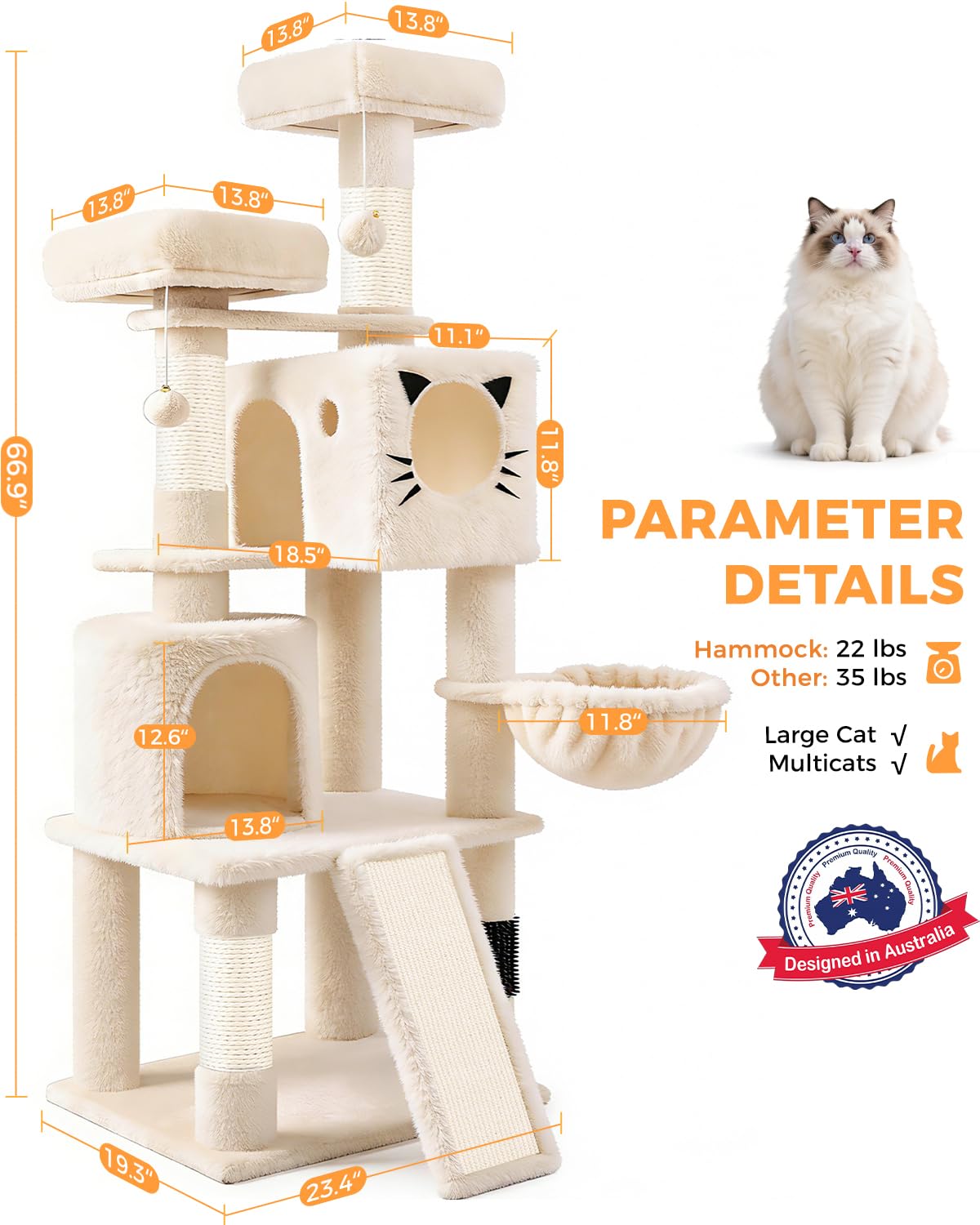 Purrlato 66in anti-toppling kit adds wall security for busy households.