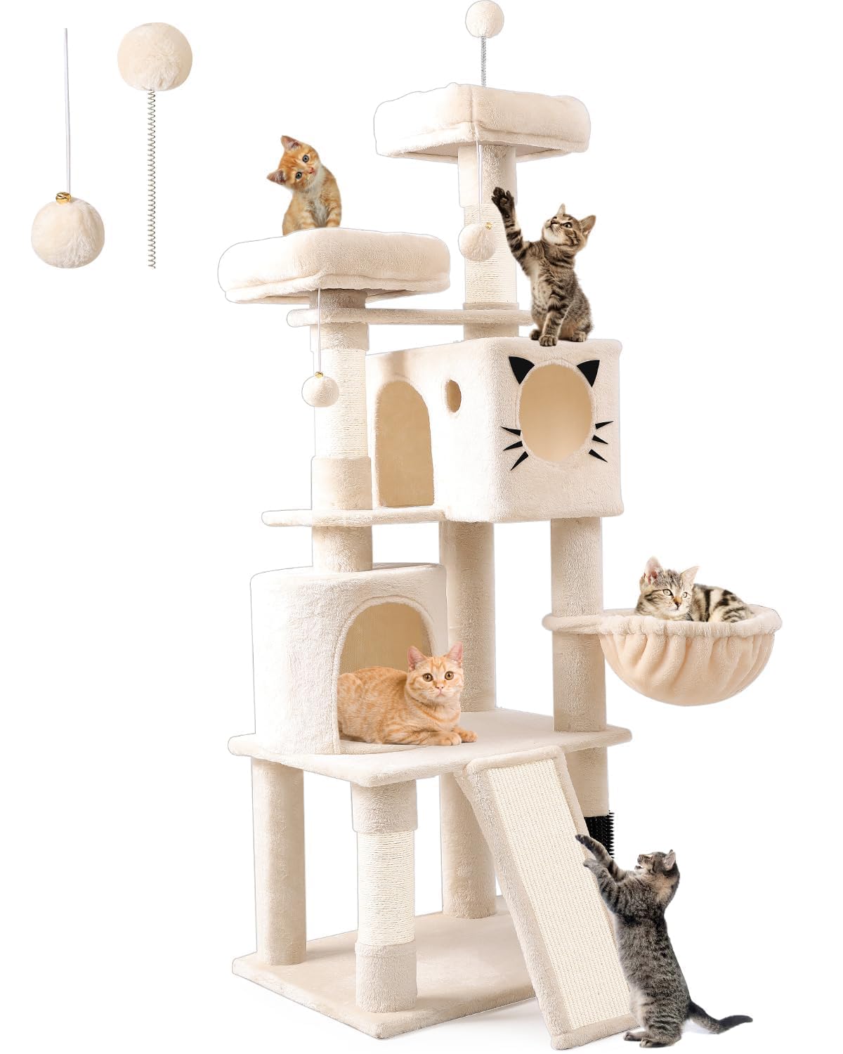 Purrlato 66in multi-level design supports multi-cat households with shared spaces.