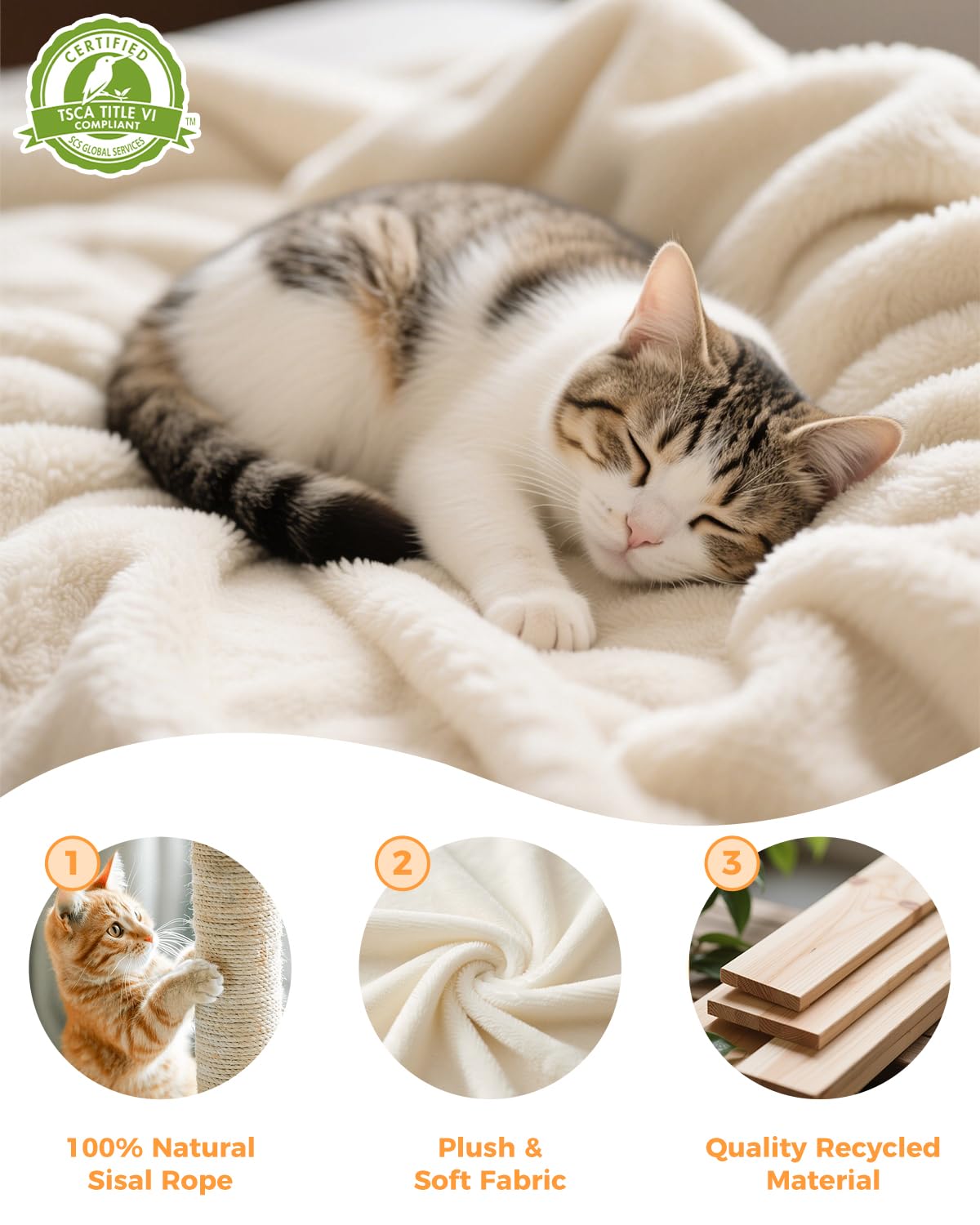 Purrlato 66in sisal posts and ramp promote natural scratching and healthy claws.