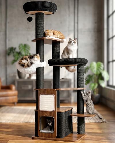 Purrlato cat tree condos offer cozy retreat areas for cats.