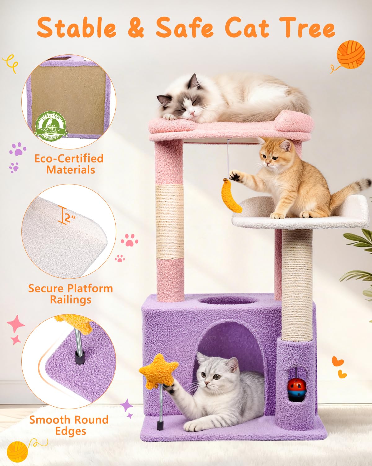 Purrlato sisal posts invite scratching while protecting furniture.