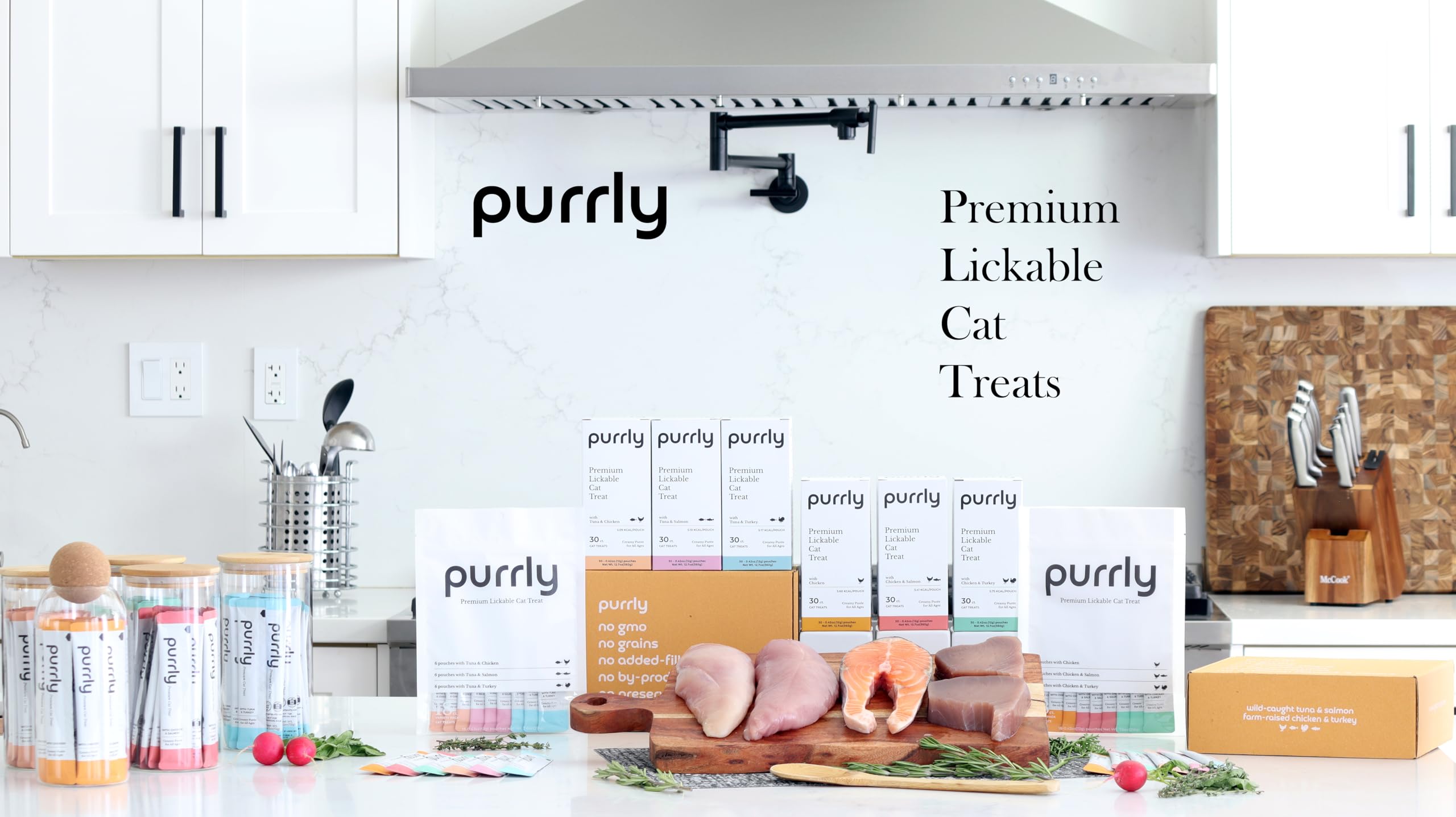 Purrly grain-free-recipe-pouch highlights nutrition without grains.