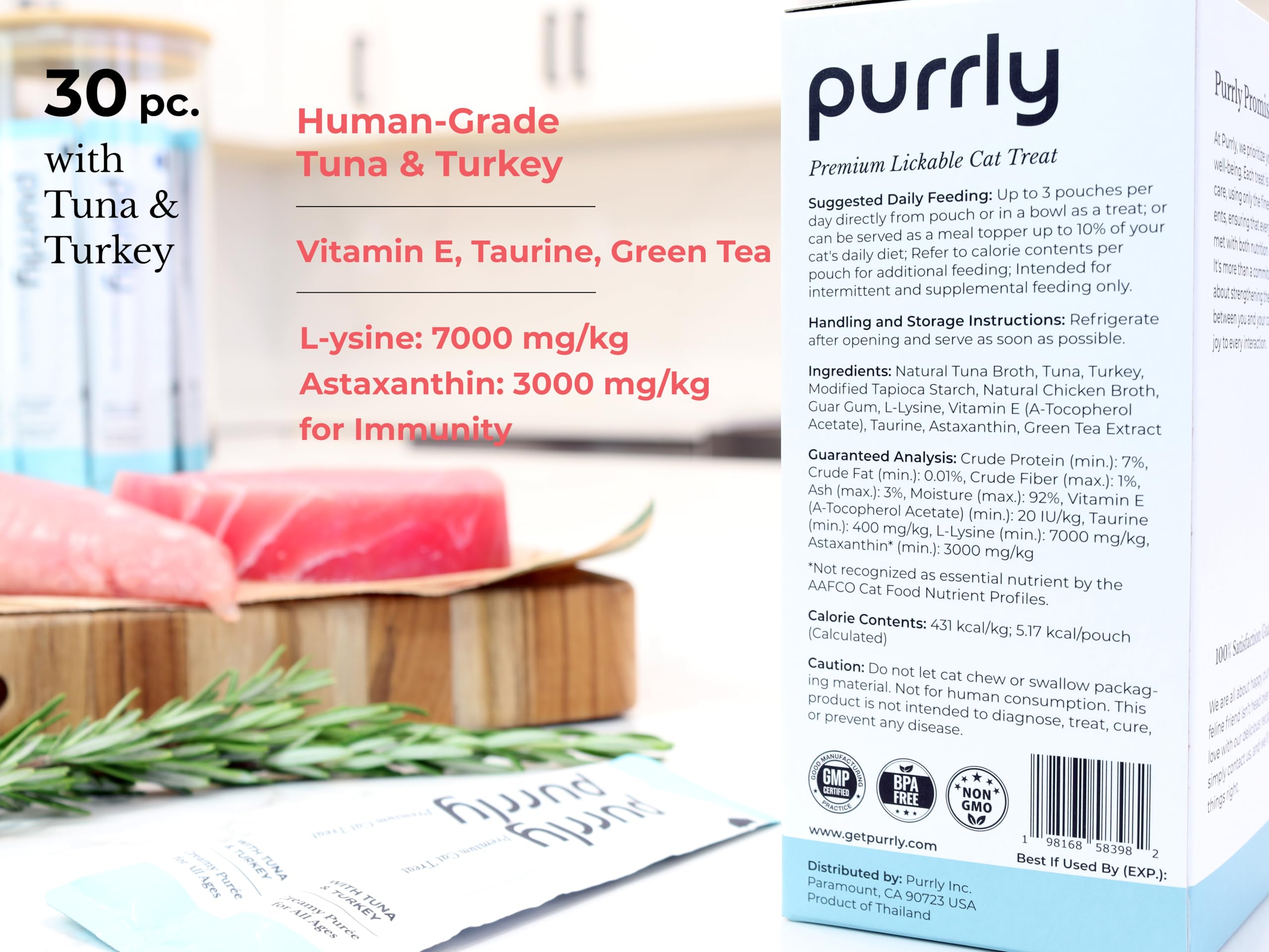 Purrly lickable treat served on finger for bonding moments.