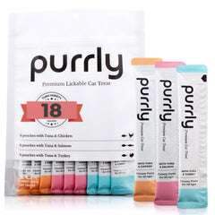 Purrly tuna-variety-pack-pouch showcases premium protein for cats.