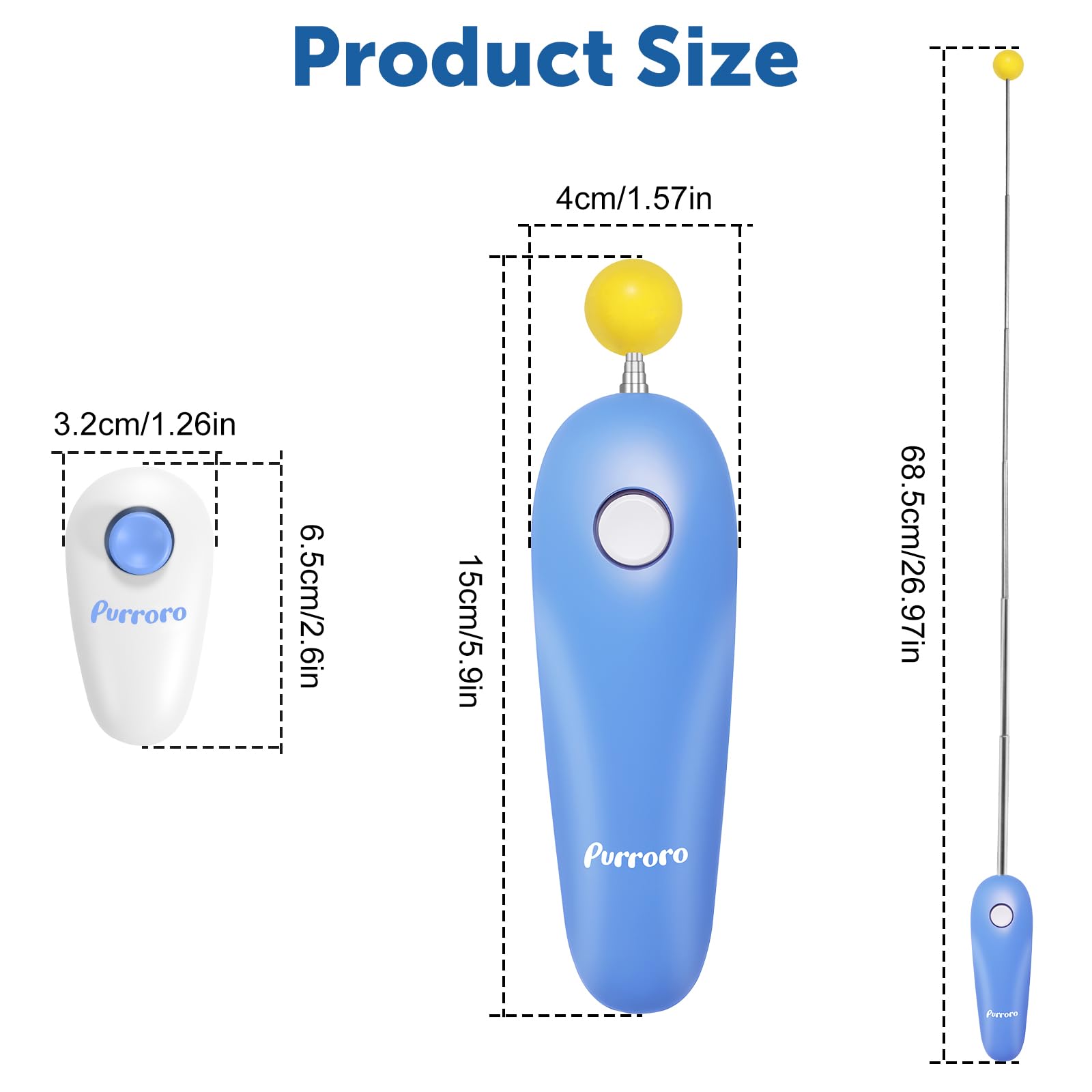 Purroro Cat Training Clicker Kit target stick with yellow ball boosts cue-guided play