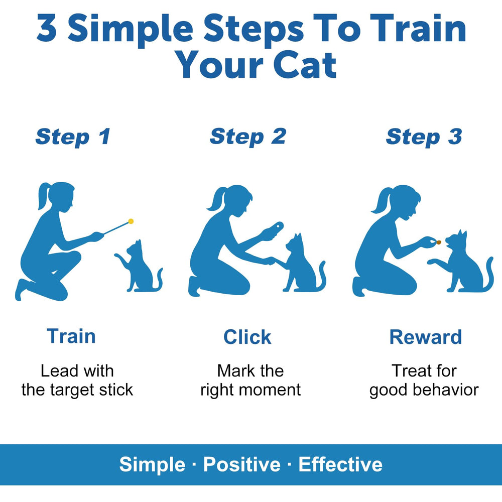 Purroro Cat Training Clicker Kit cat training session with both tools in use