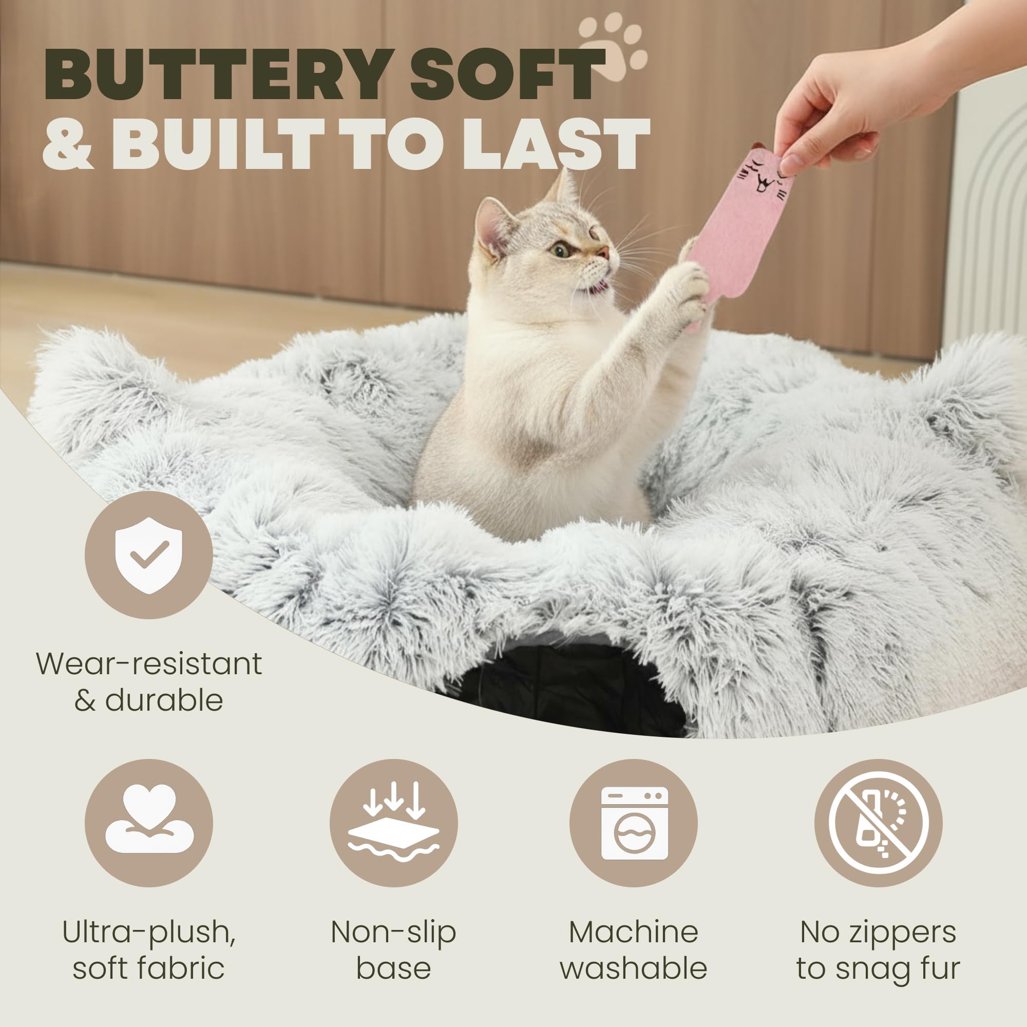 Purrpuff cat donut tunnel soft entrance invites hunting and exploration indoors.