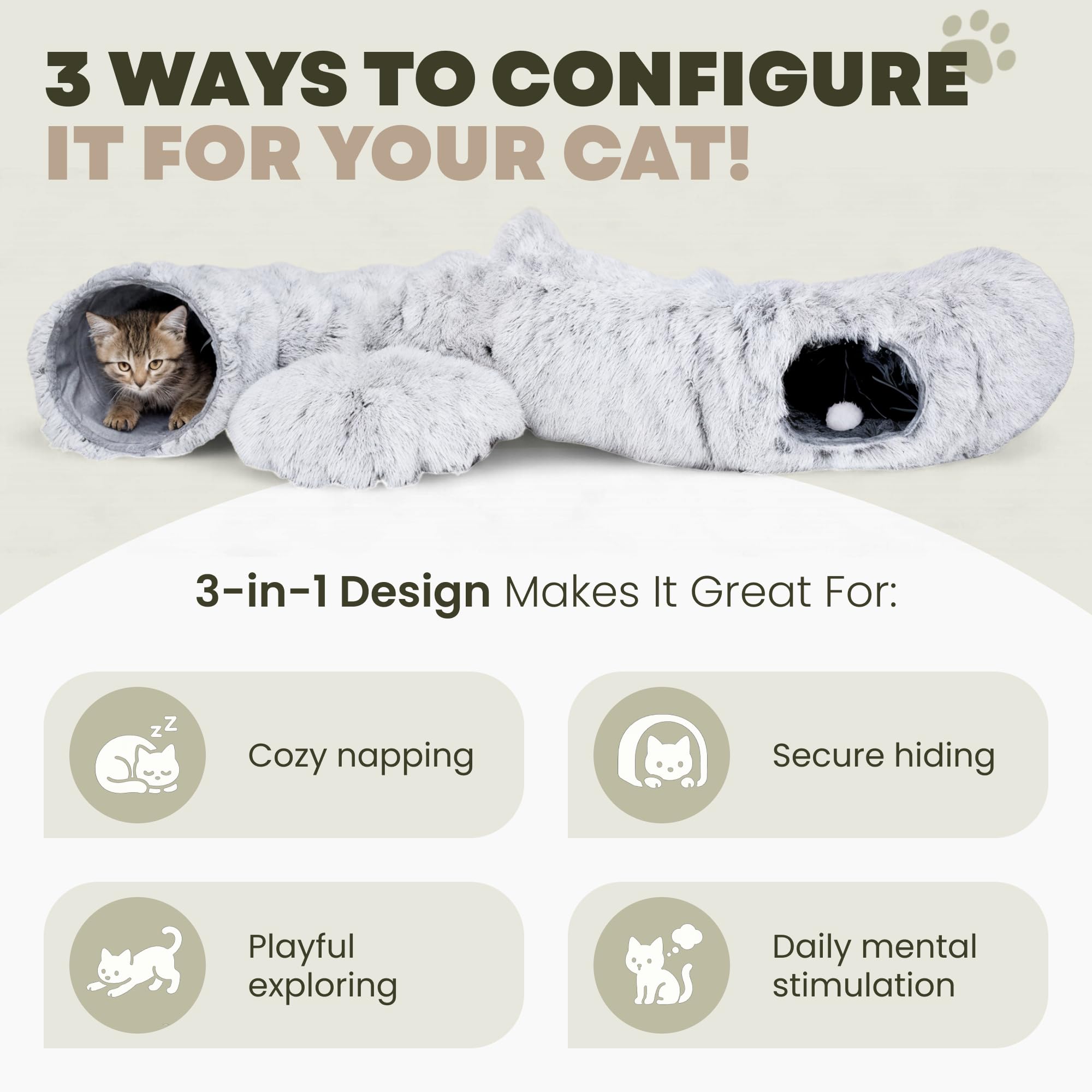 Purrpuff cat-tunnel-bed fabric-comfort delivers premium softness for relaxing lounging.