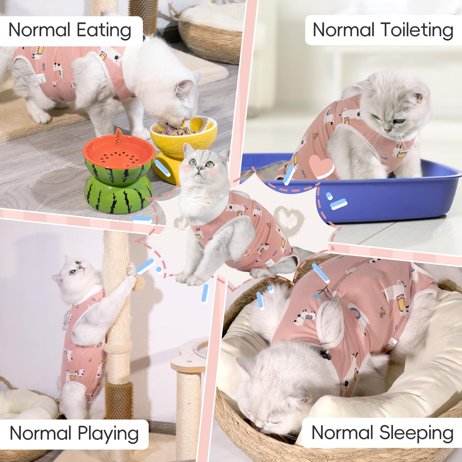 Purrpurrpets spay recovery suit machine washable for easy care.