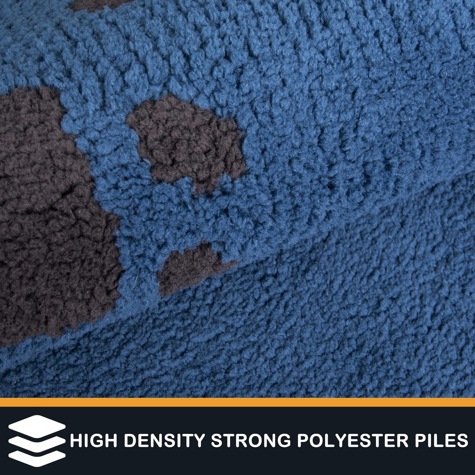 Purrrugs blue door mat close-up of fibers for pet-friendly durability.