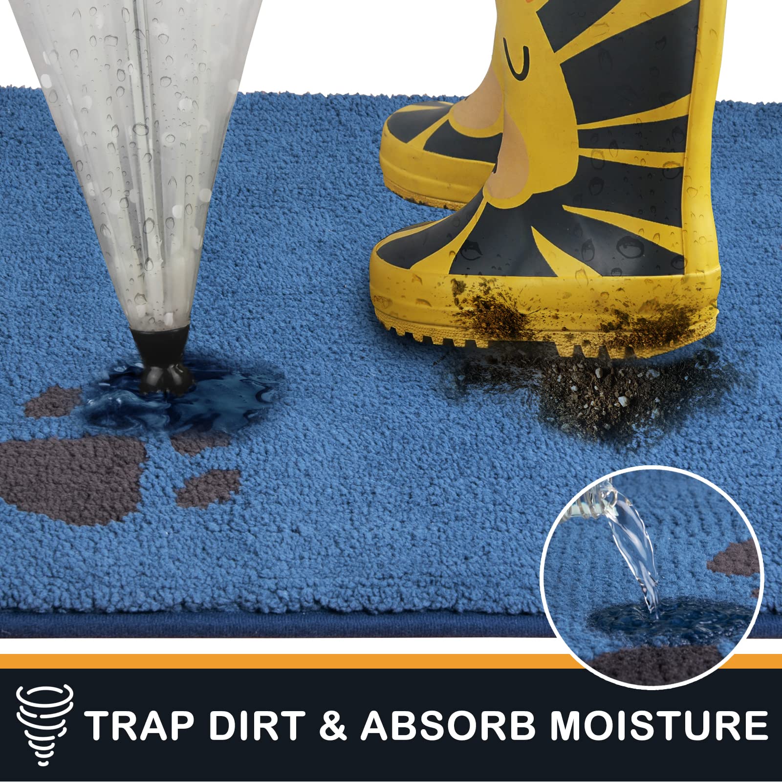 Purrrugs dirt trapping mat blue features machine-washable convenience.