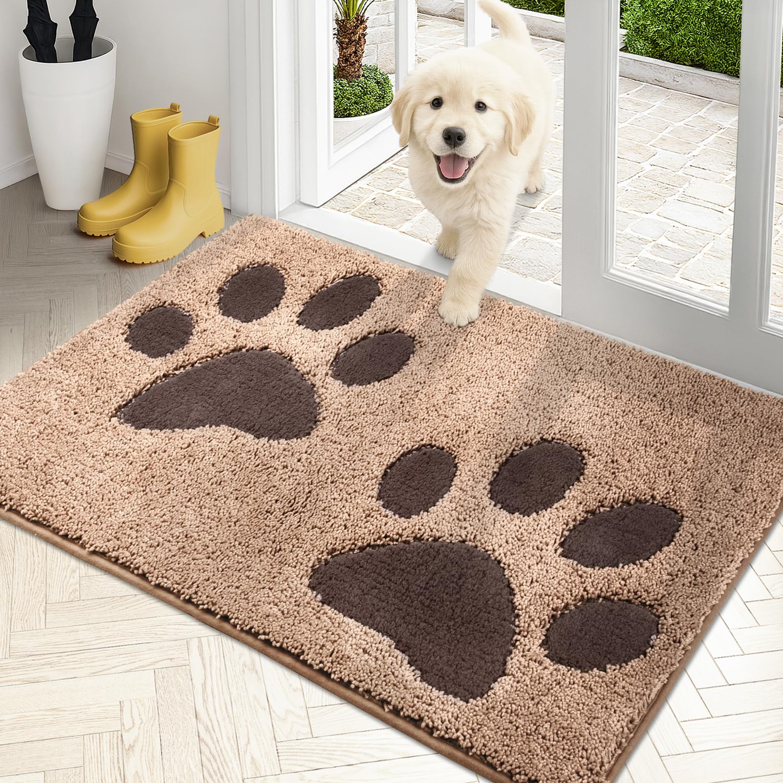 PURRUGS dirt-trapping door mat front view reduces mud indoors.
