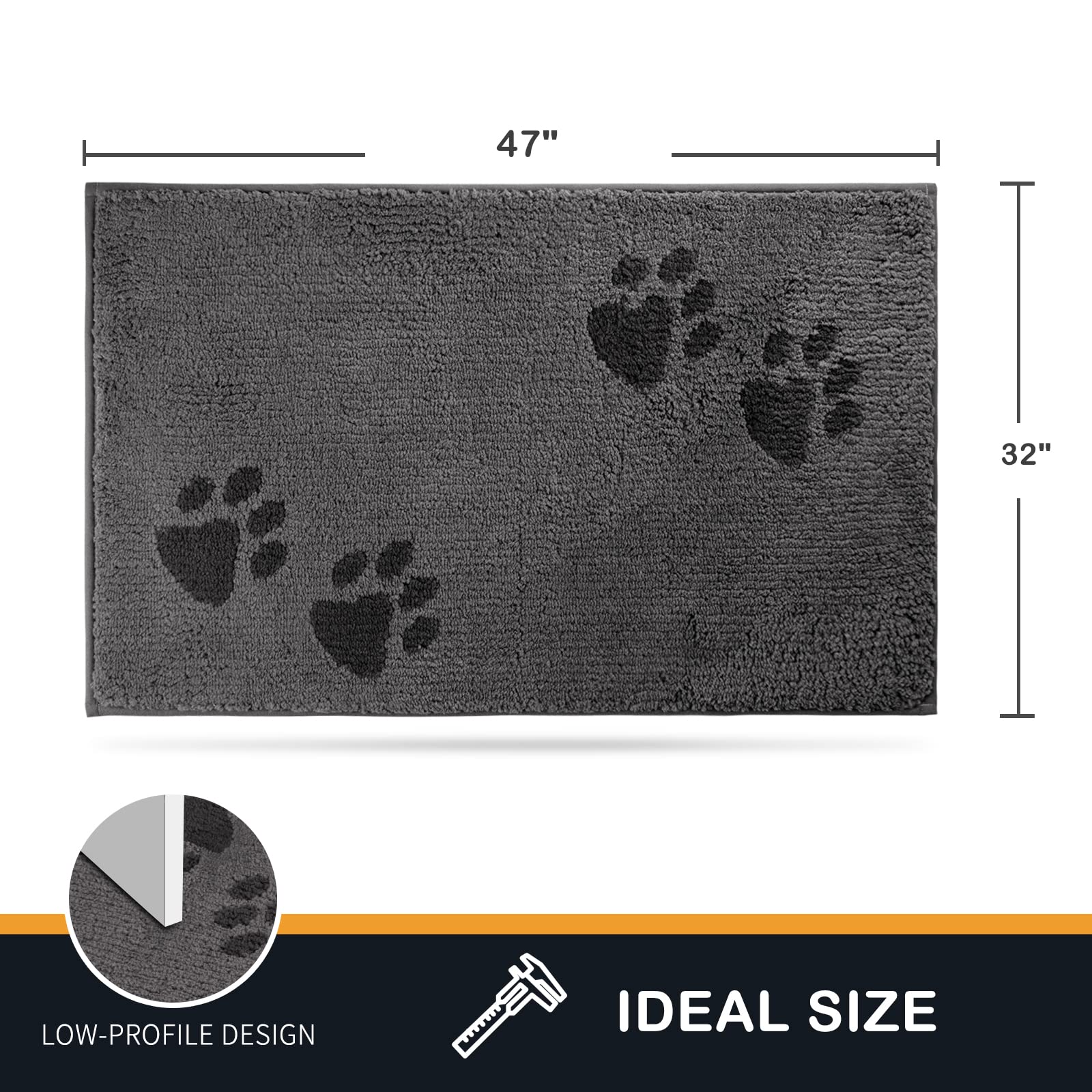 PURRUGS non-slip backed entry mat provides safer, stays in place during busy foot traffic.