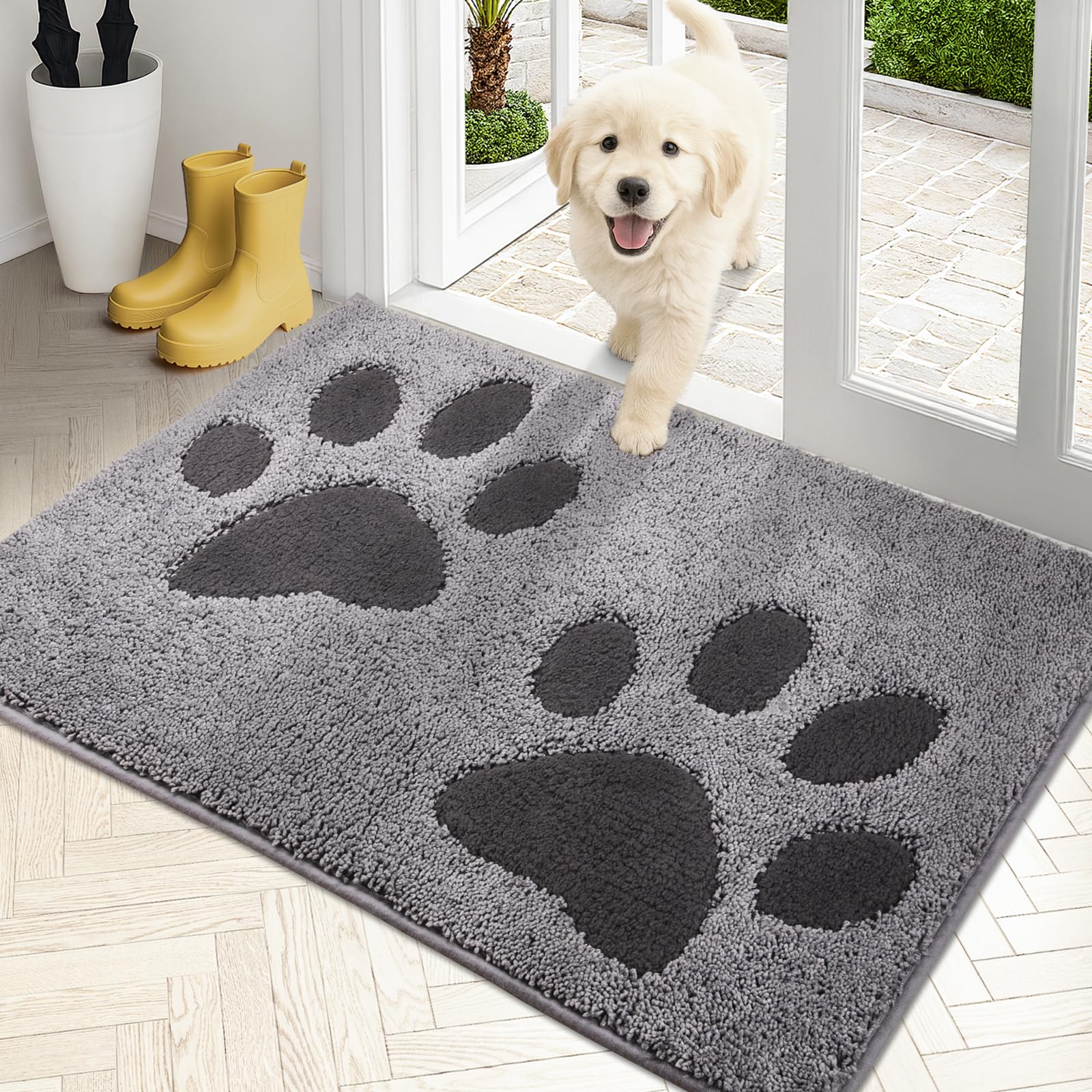 PURRUGS dirt trapping door mat front view shows low-profile design and dirt capture